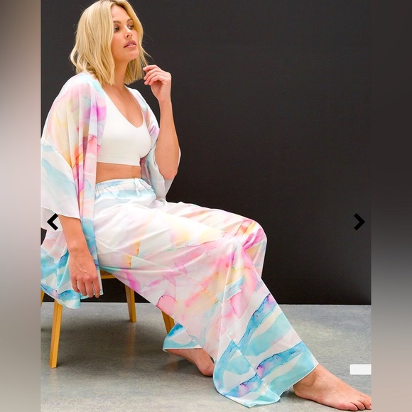 Soma Satin Watercolor Wide Leg Pant - Size XL - Picture 3 of 8